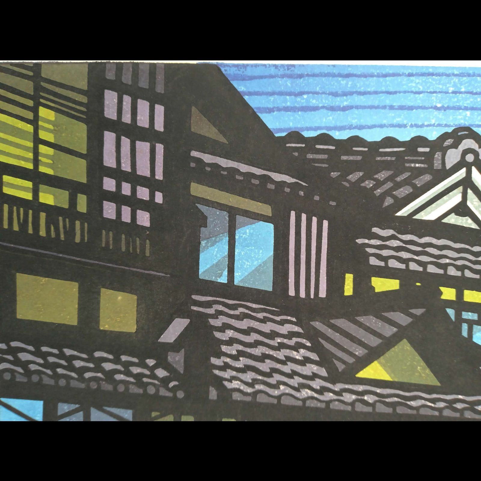 真作：クリフトン・カーフ 木版画「SHIRAKAWA-SHINBASHI」1986年作