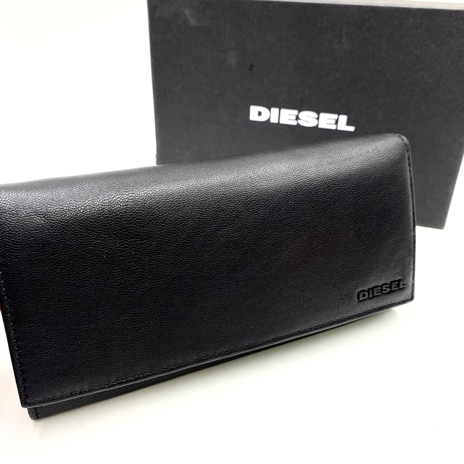 美品 DIESEL ディーゼル 長財布 ウォレット レザー やぎ革 ブラック 二 
