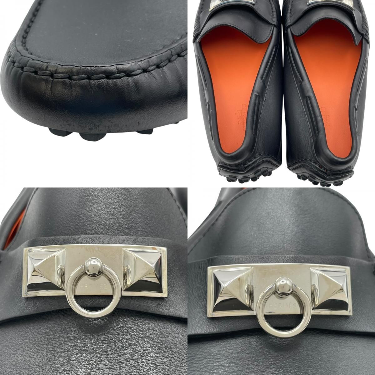 エルメス HERMES アーヴィング ドライビングシューズ ブラック レザー 