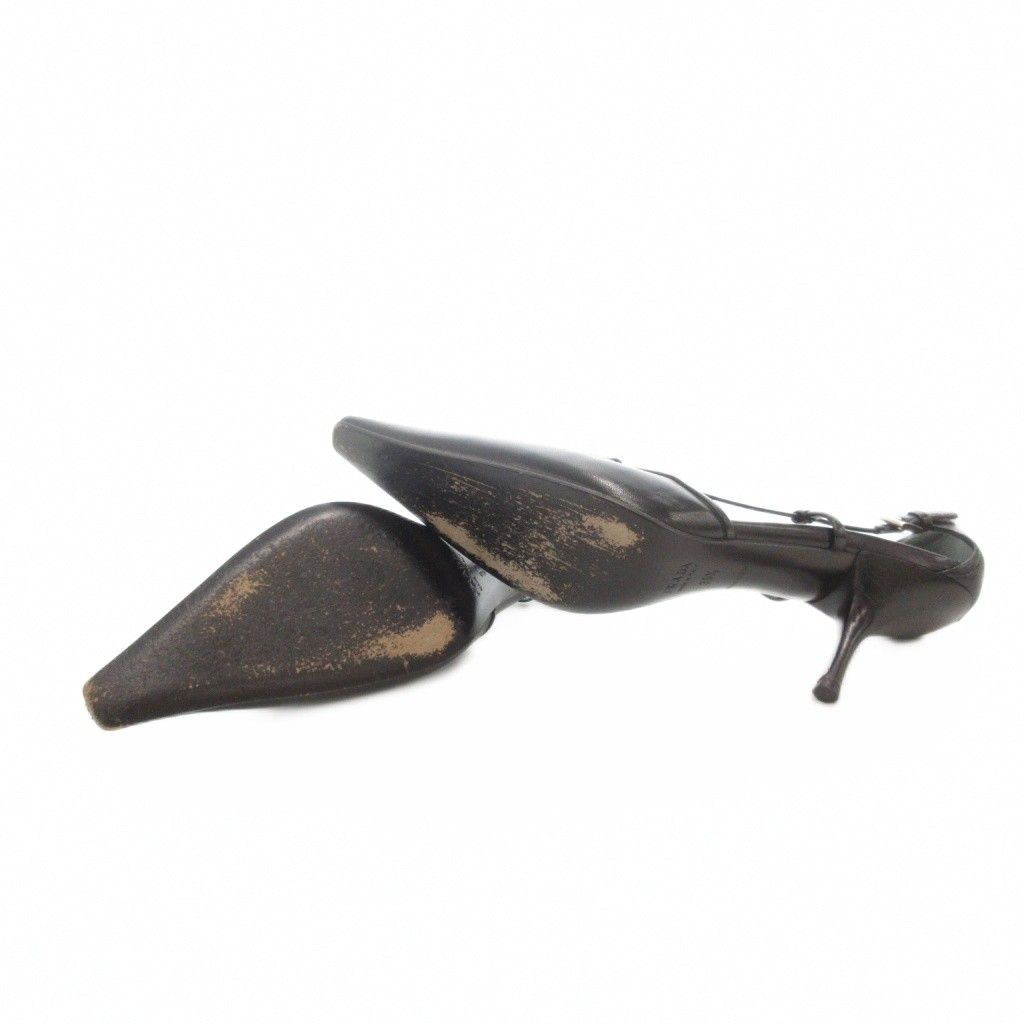 プラダ PRADA パンプス スクエアトゥ ハイヒール レザー 35.5 黒