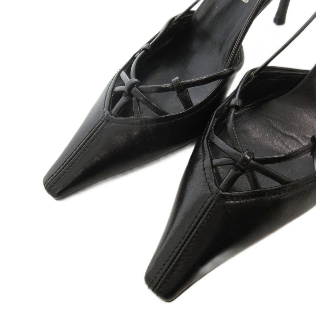 プラダ PRADA パンプス スクエアトゥ ハイヒール レザー 35.5 黒