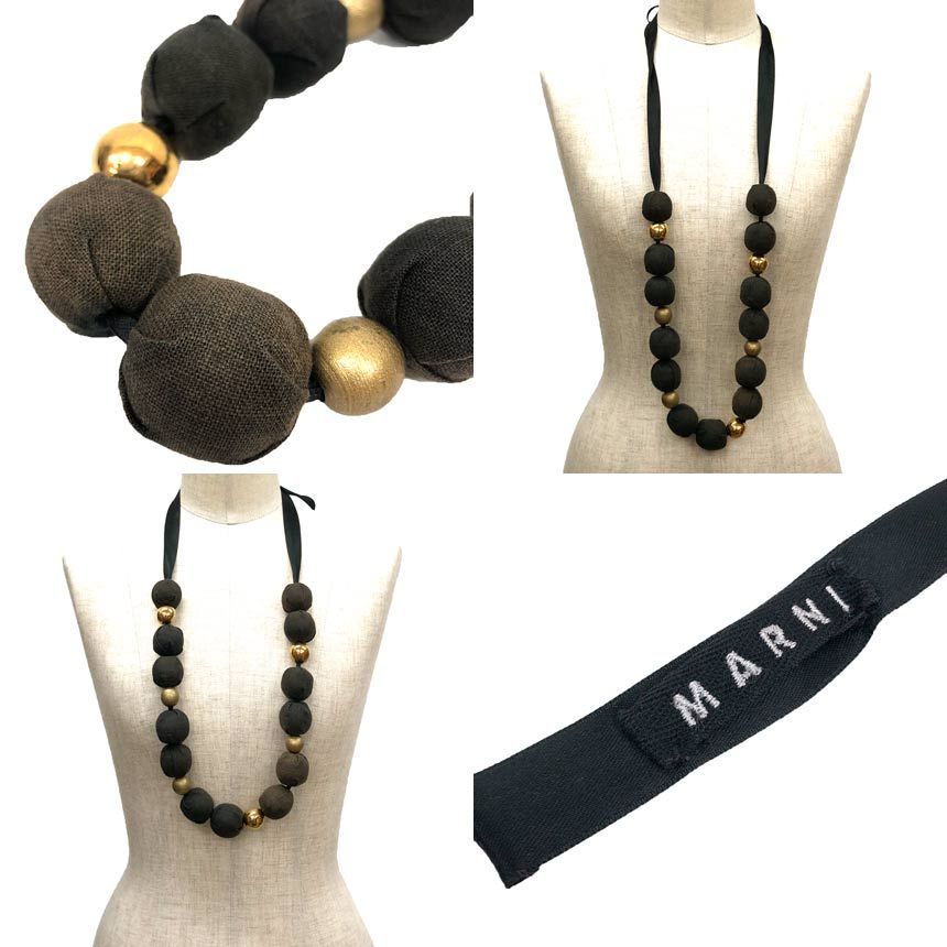 MARNI マルニ ネックレス ローズチャーム セット ブラウン 