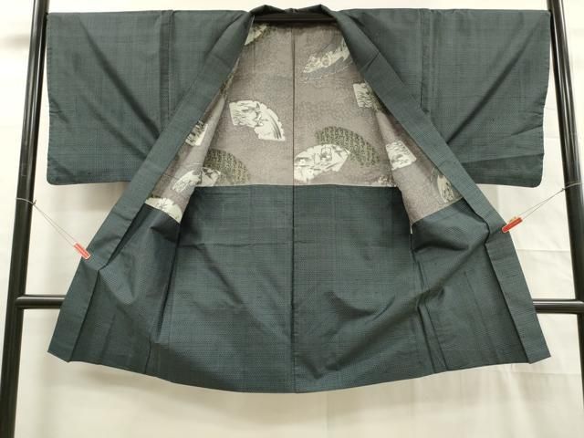 アンサンブル 本場大島紬 正絹 格子 平和屋着物□男性 平和屋着物