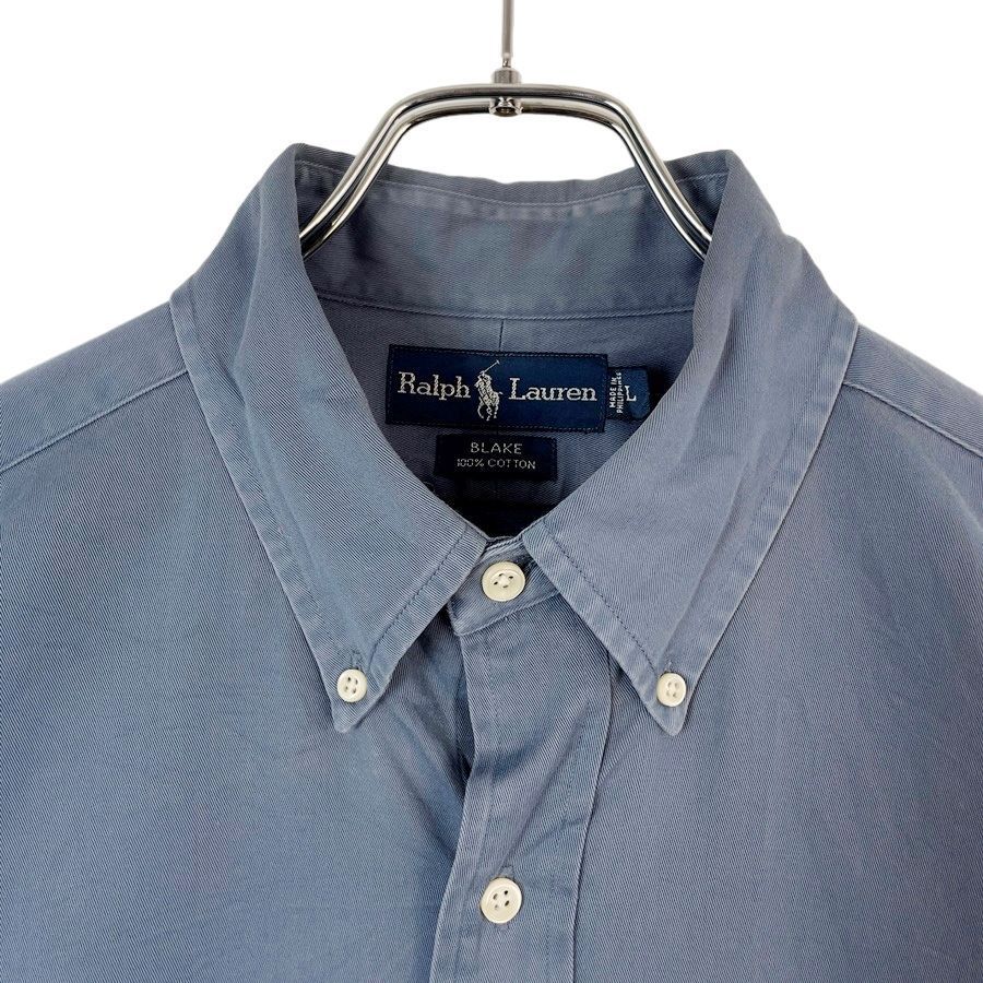 90s ラルフローレン 長袖 シャツ サックスブルー ボタンダウン 刺繍 90sラルフローレンRalphLauren BLAKE長袖シャツボタンダウンシャツ青