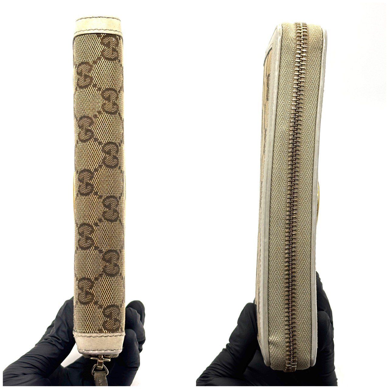 上品さが続く定番配色】 GUCCI 長財布 ラウンドファスナー GG