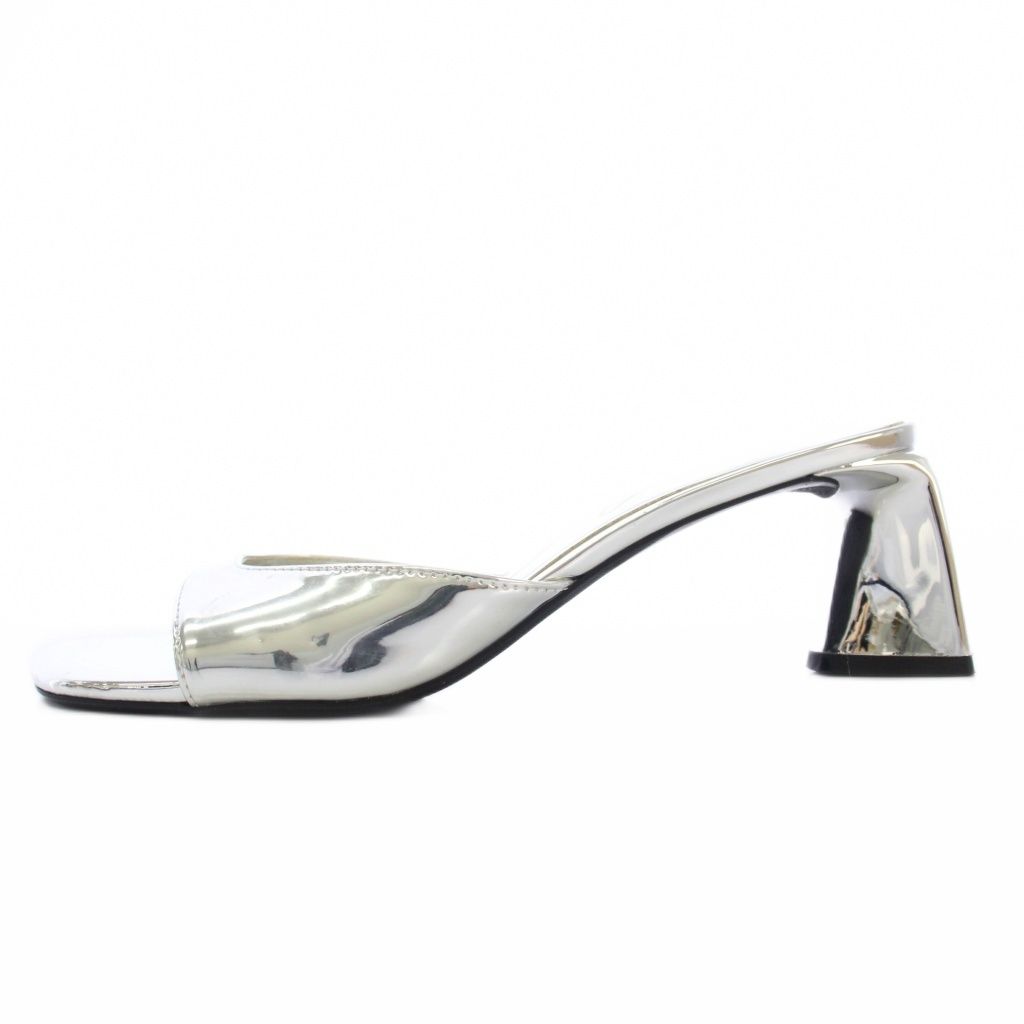 完売品 ZARA スクエアトゥ ミュール ザラ ZARA サンダル ミュール スクエアトゥ 38 シルバー /TK - メルカリ