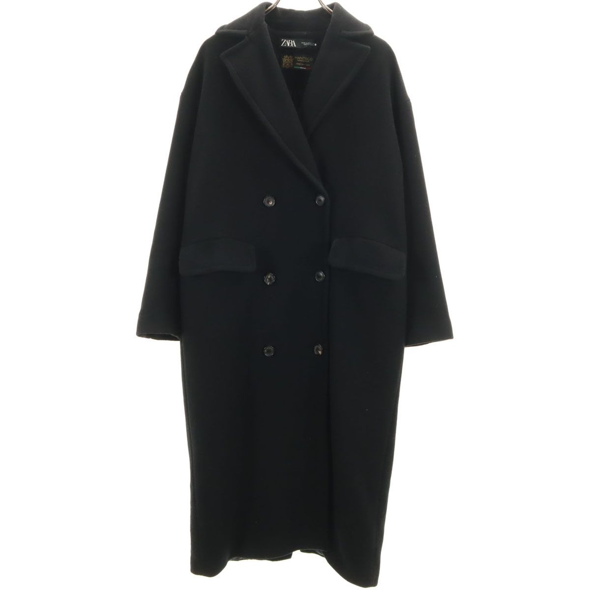 ZARA ザラ MANTECO社 ダブルブレスト ウールコート XS ブラック