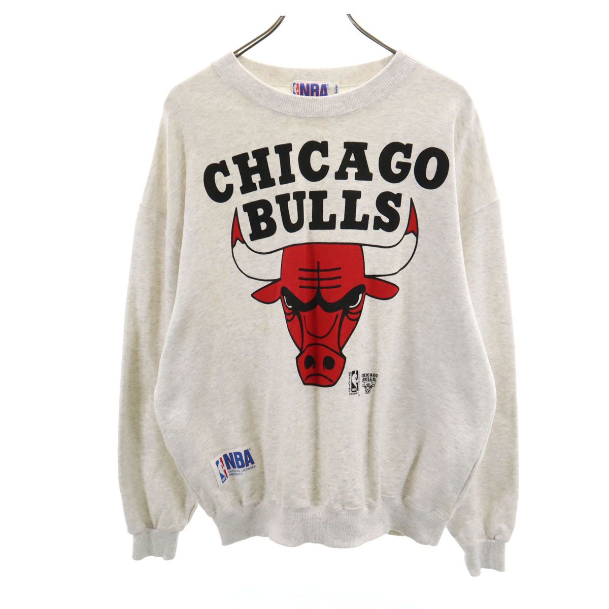 NBA エヌビーエー 日本製 シカゴブルズ 長袖 スウェット トレーナー L グレー CHICAGO BULLS メンズ 古着