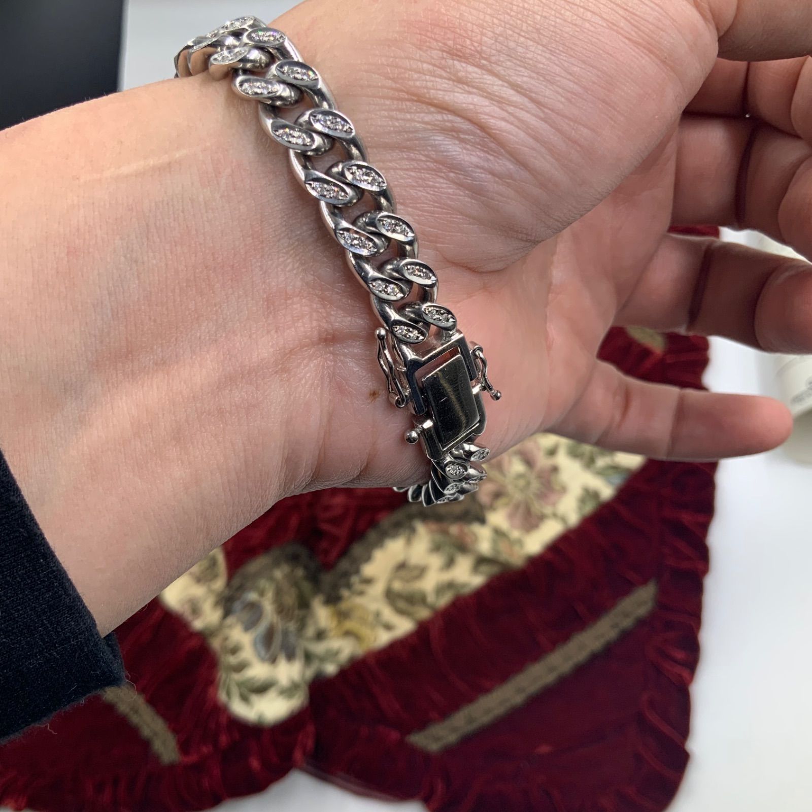 沖縄県のプラチナ Pt850 2面 ダイヤ喜平 70.6g 1ct 約20cm 喜平 服