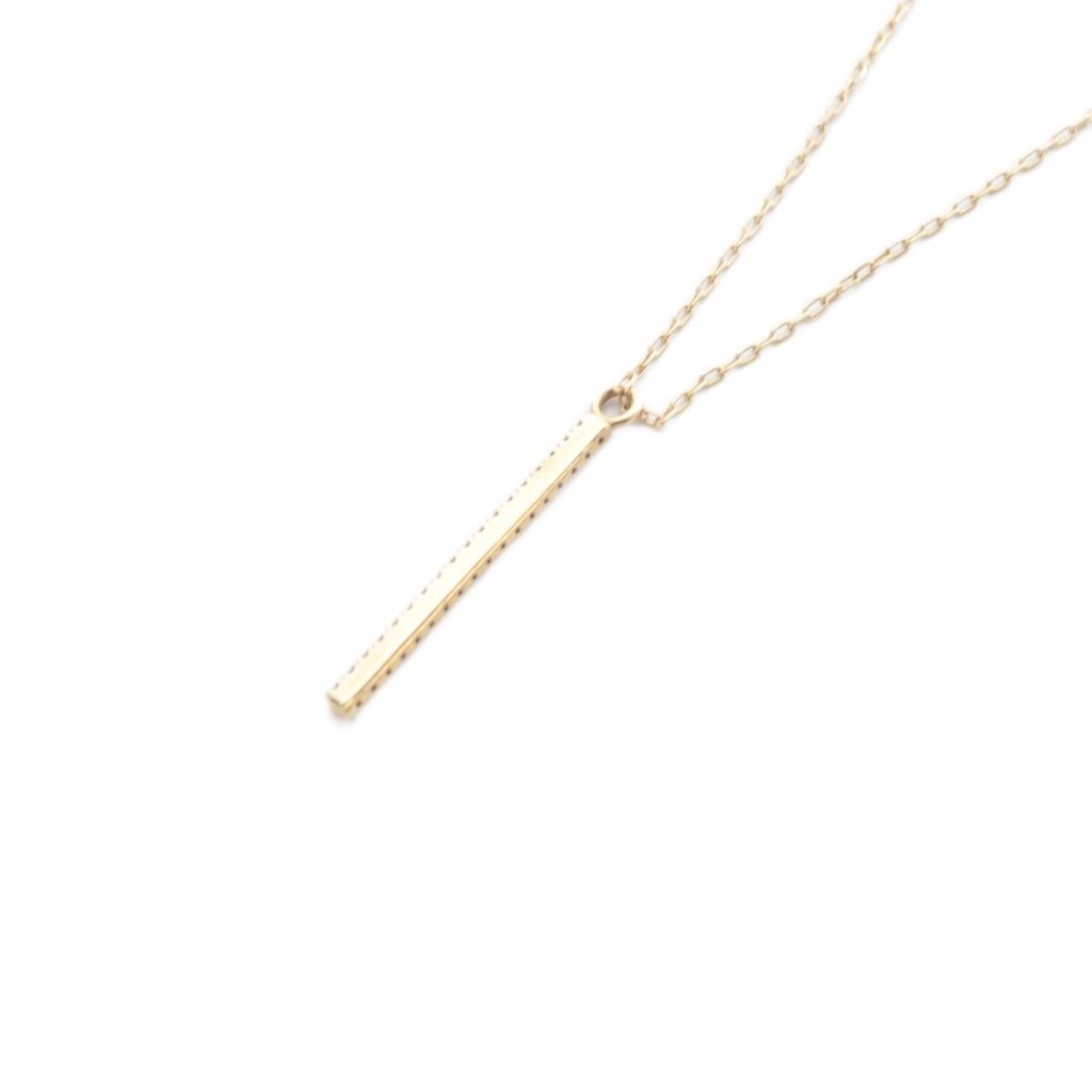 ヒロタカ Hirotaka K10 ダイヤ0.09ct Vertical Diamond Bar Necklace