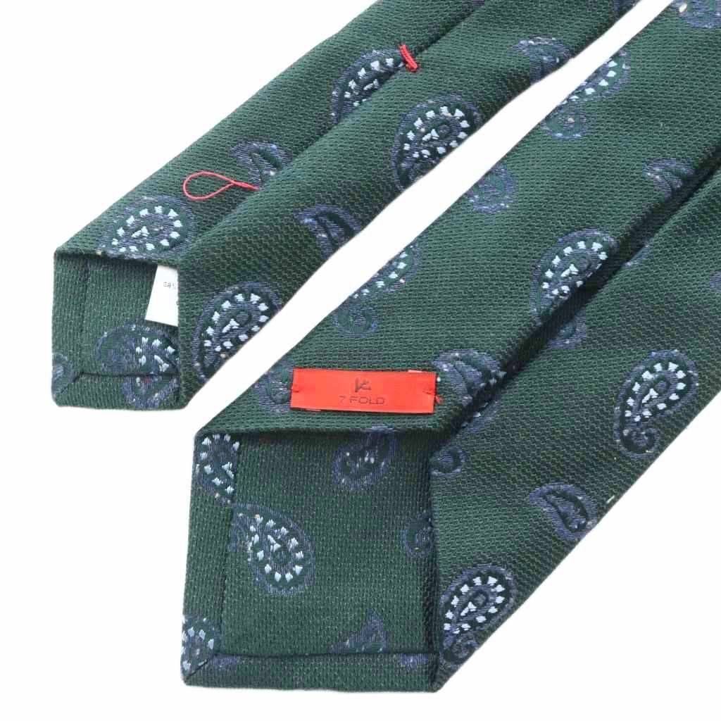 イザイア ISAIA ネクタイ レギュラータイ 絹 シルク 緑 ペイズリー柄