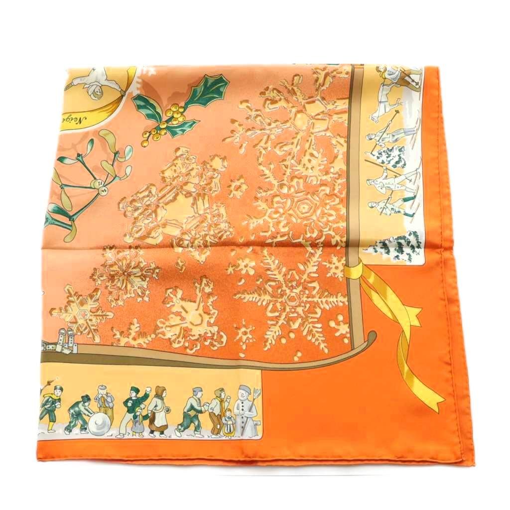 エルメス HERMES neige d'antan 去年の雪 カレ90 スカーフ シルク