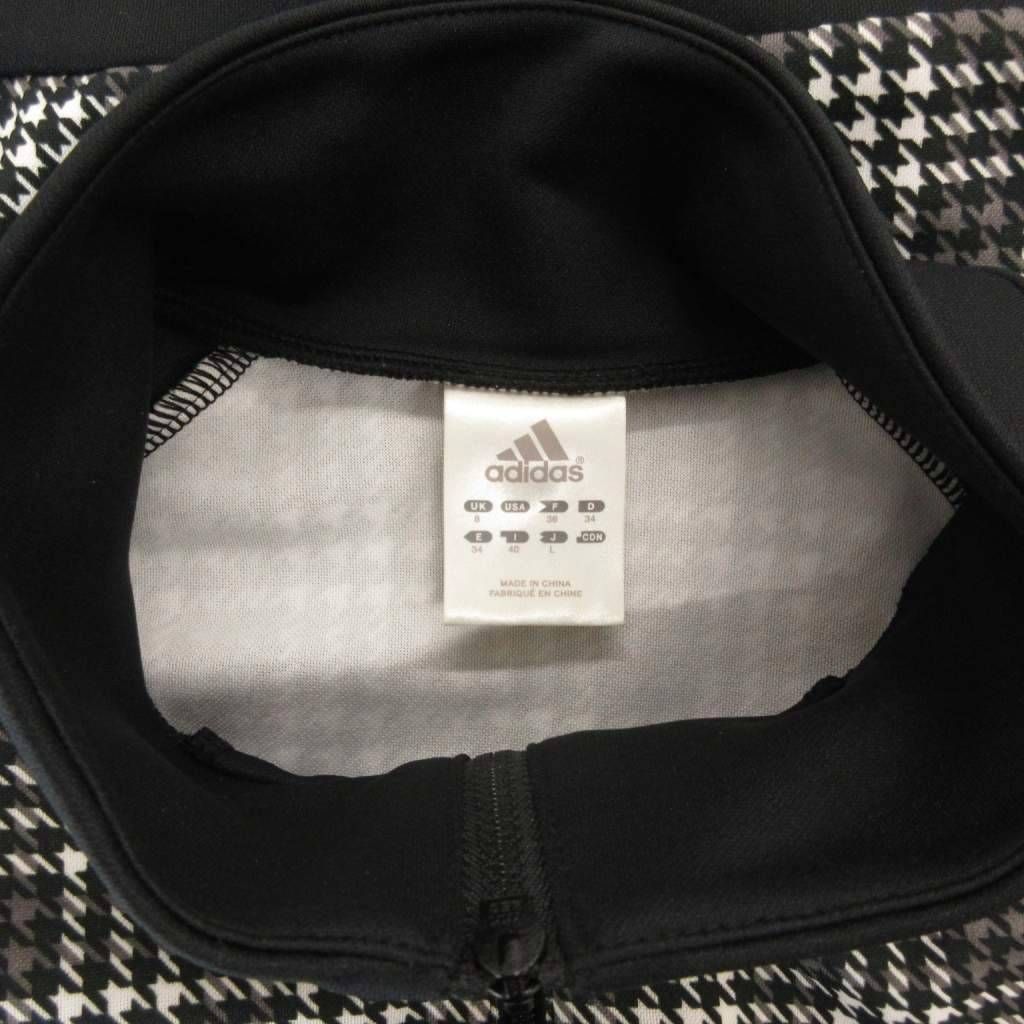 アディダス adidas トラックジャケット ブルゾン 総柄 千鳥格子 ロゴ