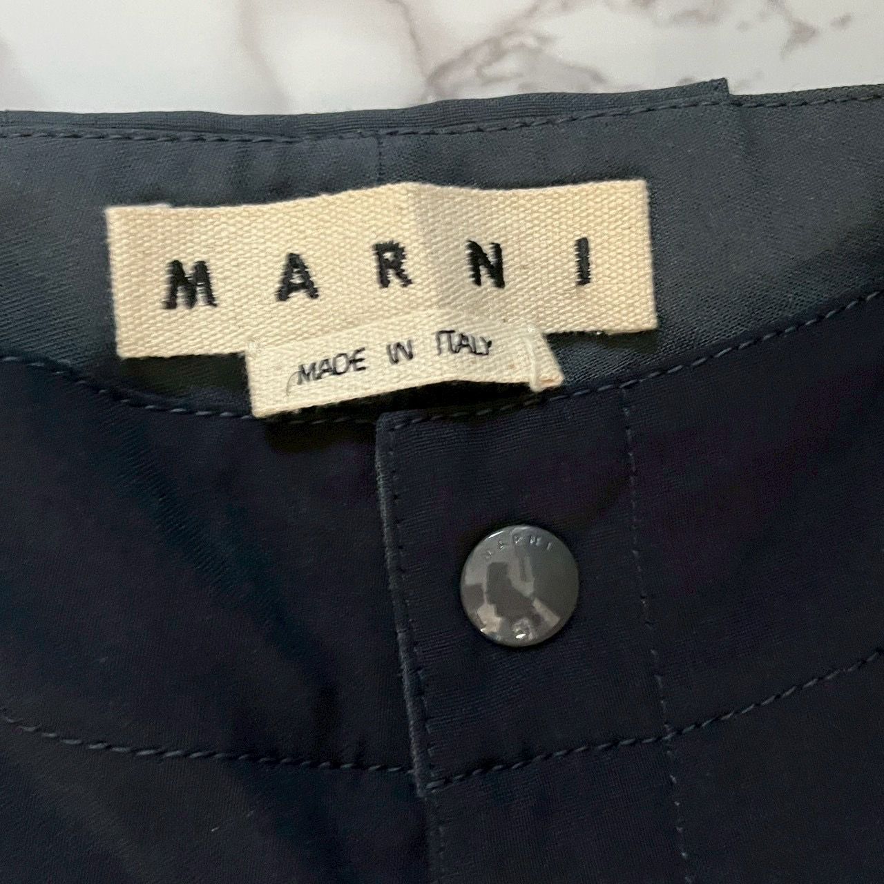 マルニ MARNI サイドライン スラックス パンツ ネイビー 46 イタリア製 