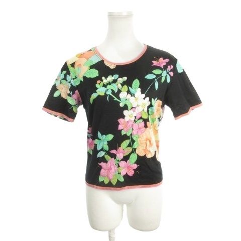 レオナール LEONARD カットソー Tシャツ ラウンドネック 半袖 花柄 総