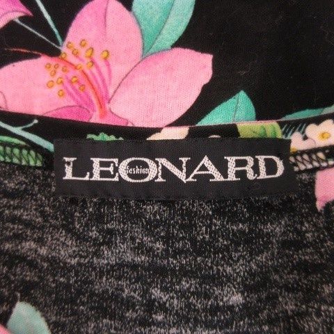 レオナール LEONARD カットソー Tシャツ ラウンドネック 半袖 花柄 総