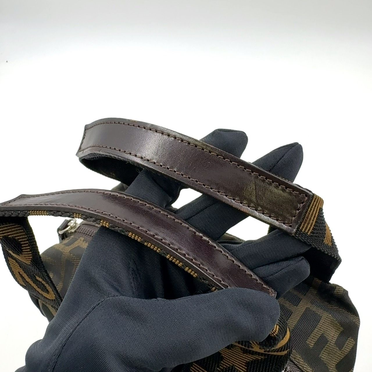 FENDI ズッカ柄 キャンバス ポーチ キャンバス×ナイロン ブラウン