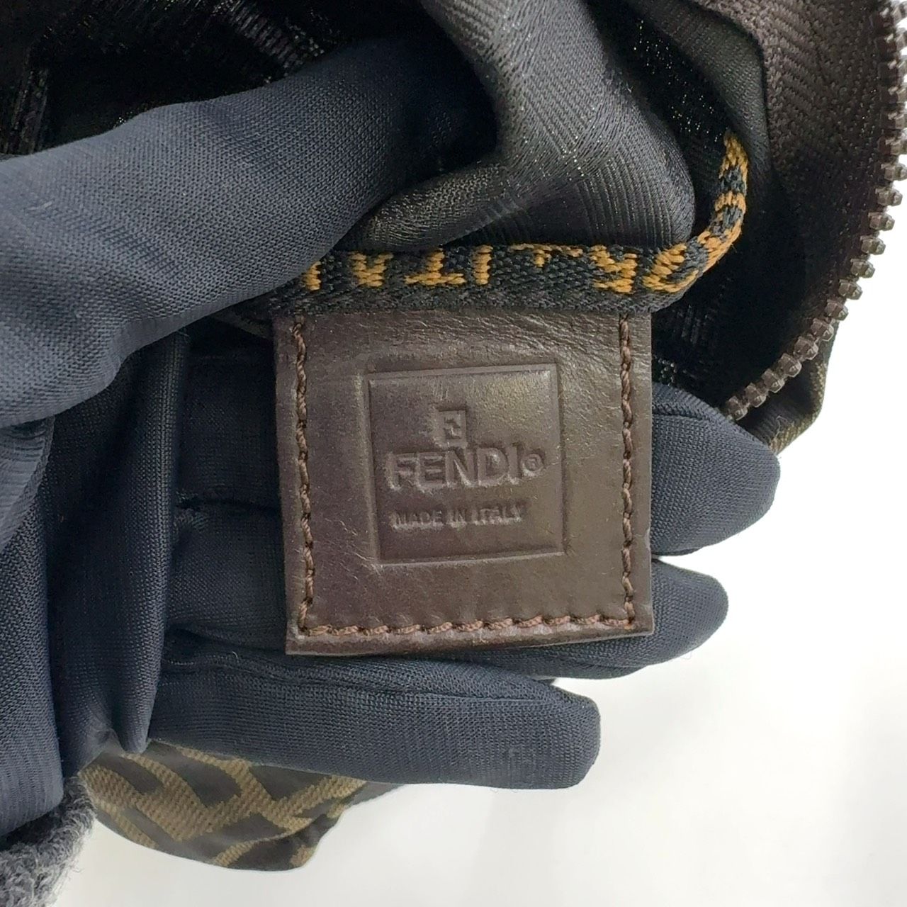 FENDI ズッカ柄 キャンバス ポーチ キャンバス×ナイロン ブラウン