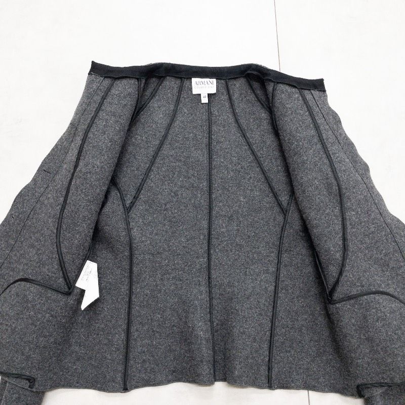 ARMANI COLLEZIONI アルマーニ ノーカラージャケット ウール ナイロン