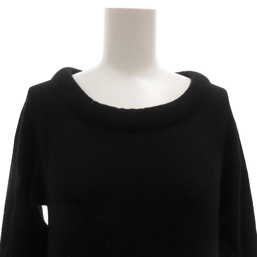 ルネ Rene ニット ワンピース ラウンドネック長袖 ひざ丈 36 黒