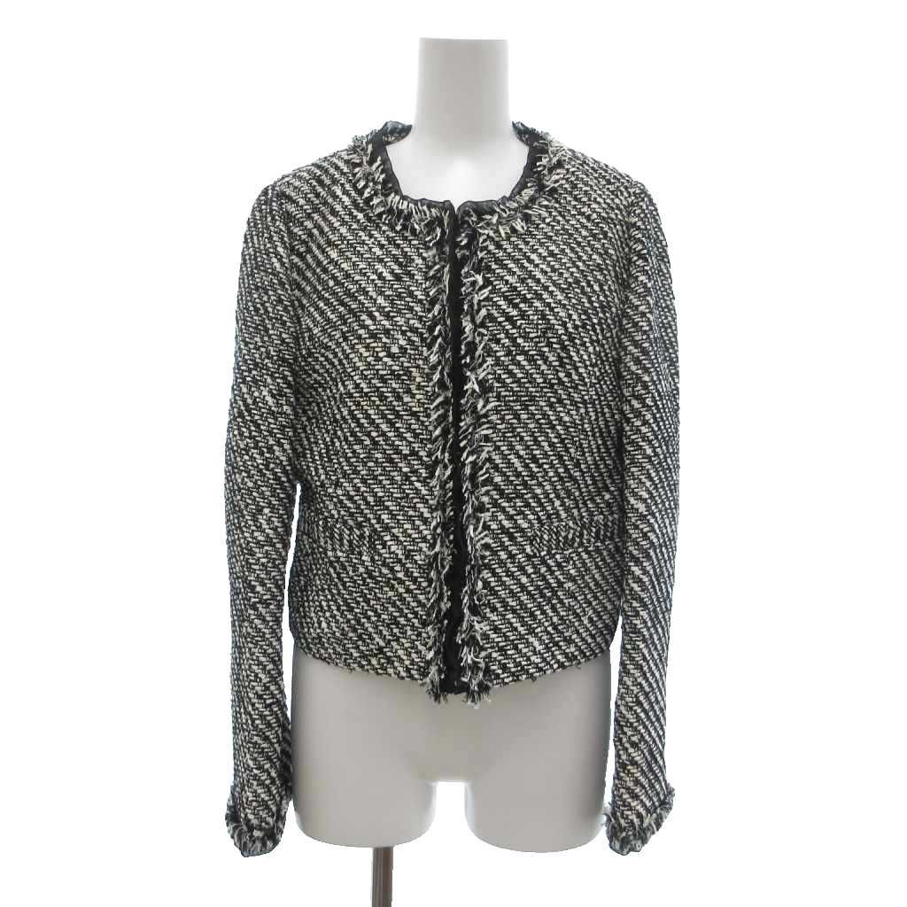 エムプルミエ ブラック M-Premier BLACK ノーカラージャケット 38 黒