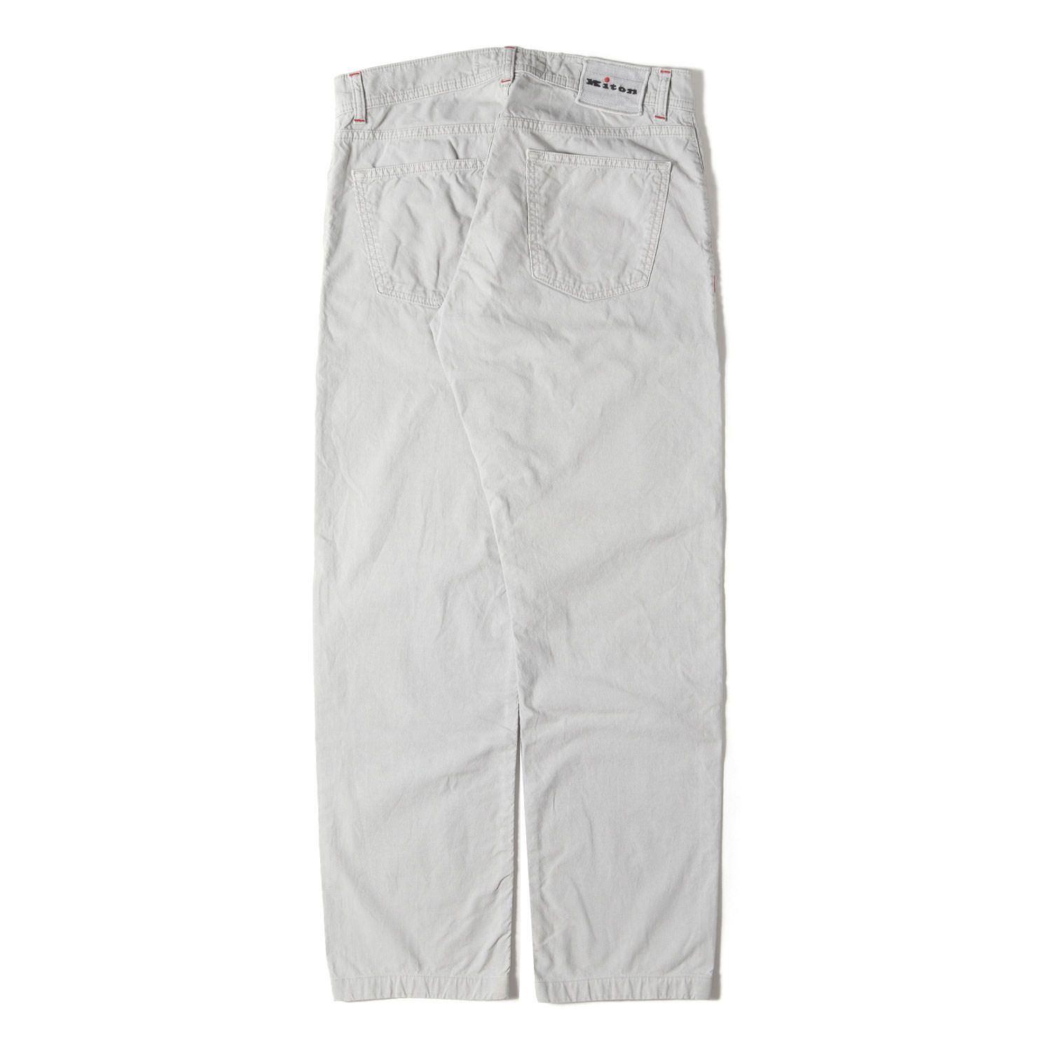 Kiton キートン　ホワイトデニム　パンツ　ボタンフライ　ロゴパッチ Kiton キートン パンツ ライトグレー サイズ:32 | 近年モデル