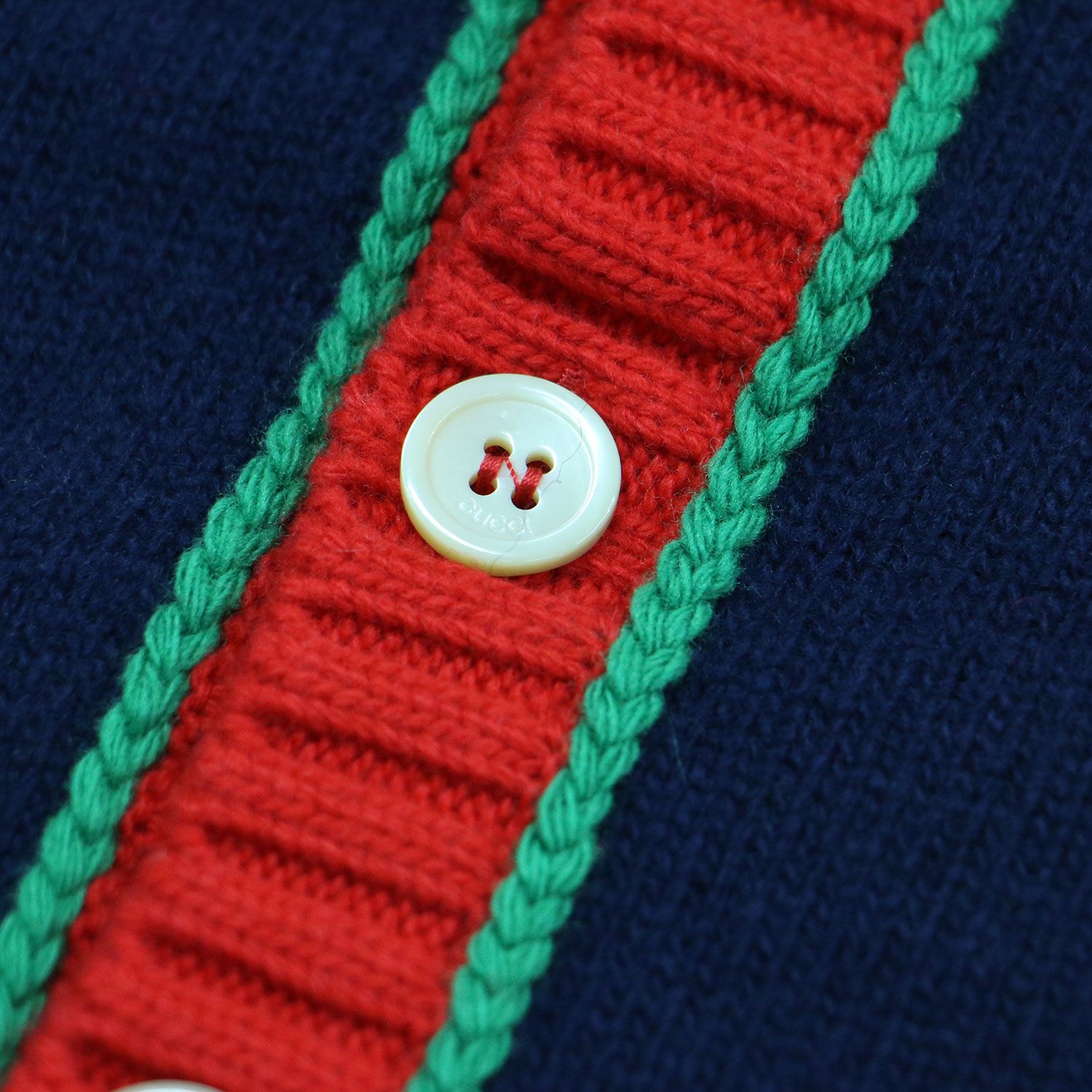 GUCCI グッチ カーディガン ネイビー レッド グリーン サイズ:10