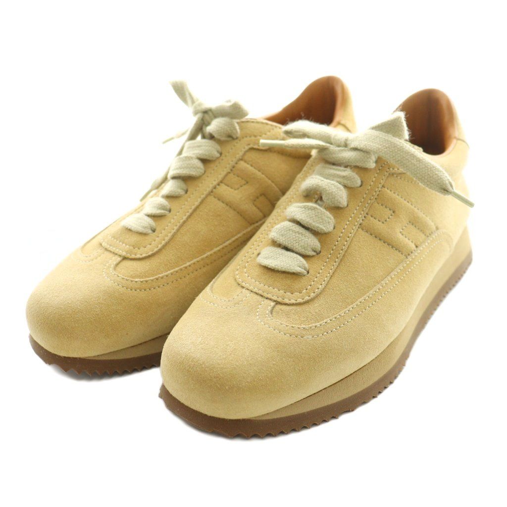 エルメス HERMES クイックレザースニーカー スエード 36.5 ベージュ