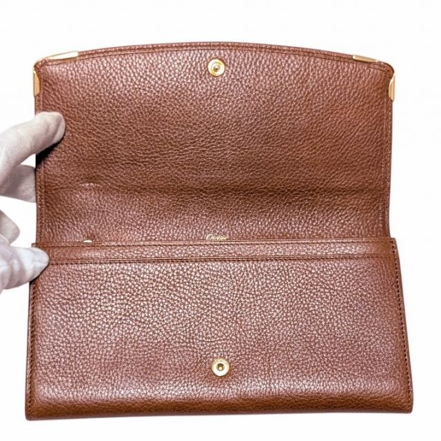 美品 カルティエ マルチェロ 長財布 ブラウン レザー 2C 財布 C2