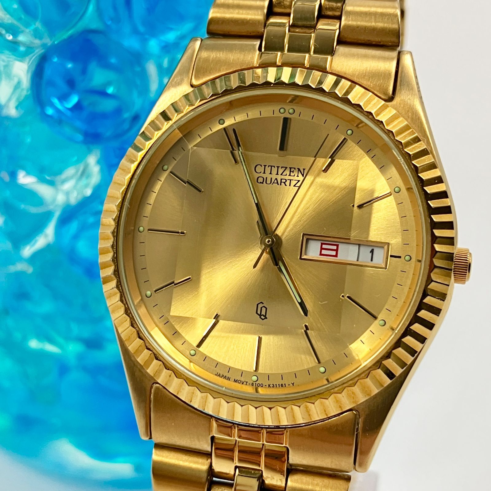 中古】シチズン CITIZEN クォーツ 腕時計 ゴールド 6100-K09320