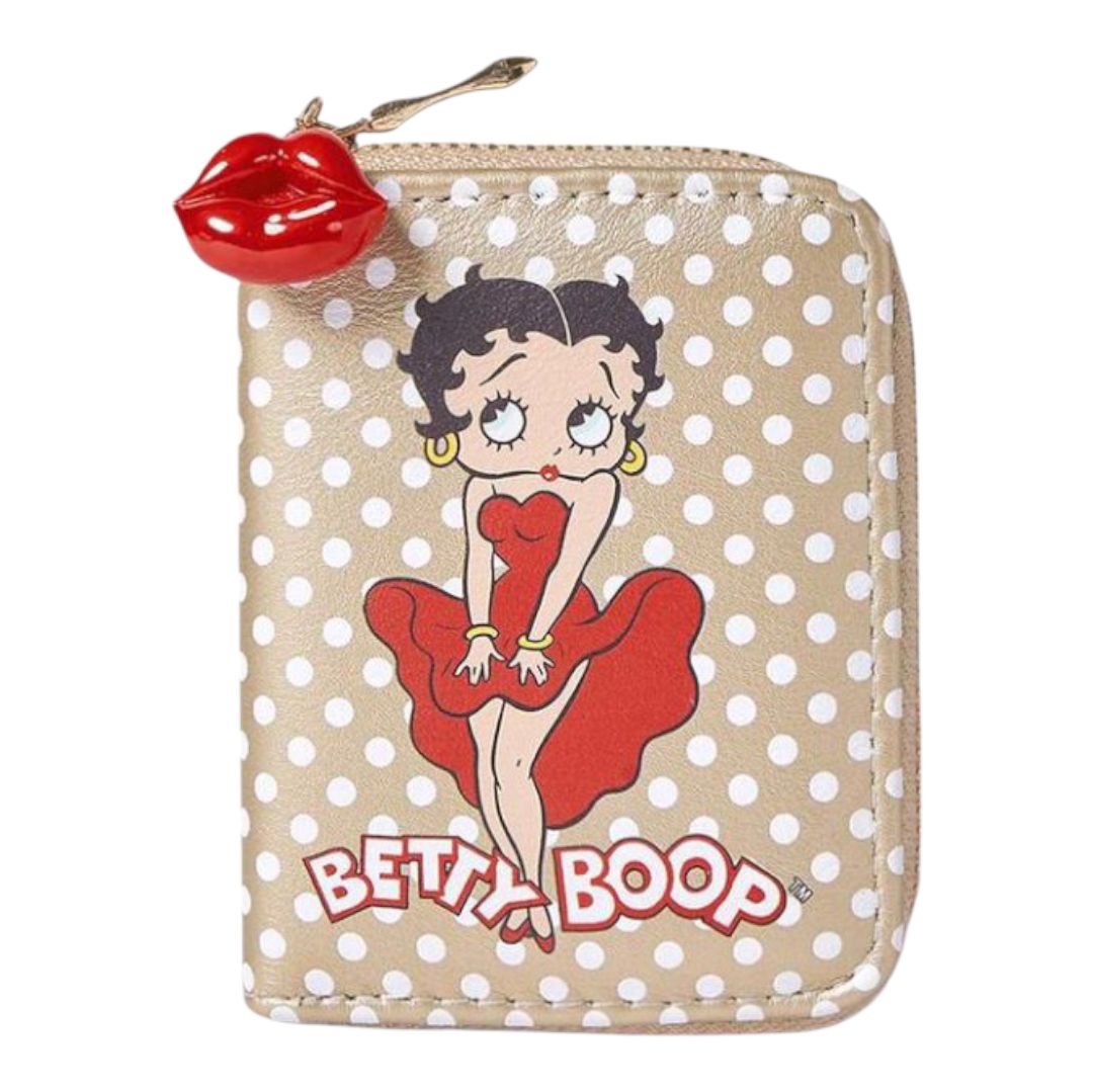 ベティ　betty boop 小物入れ　レトロ　レア Betty Boop ベティちゃん 財布 ゴールド 水玉 ドット柄 小銭入れ