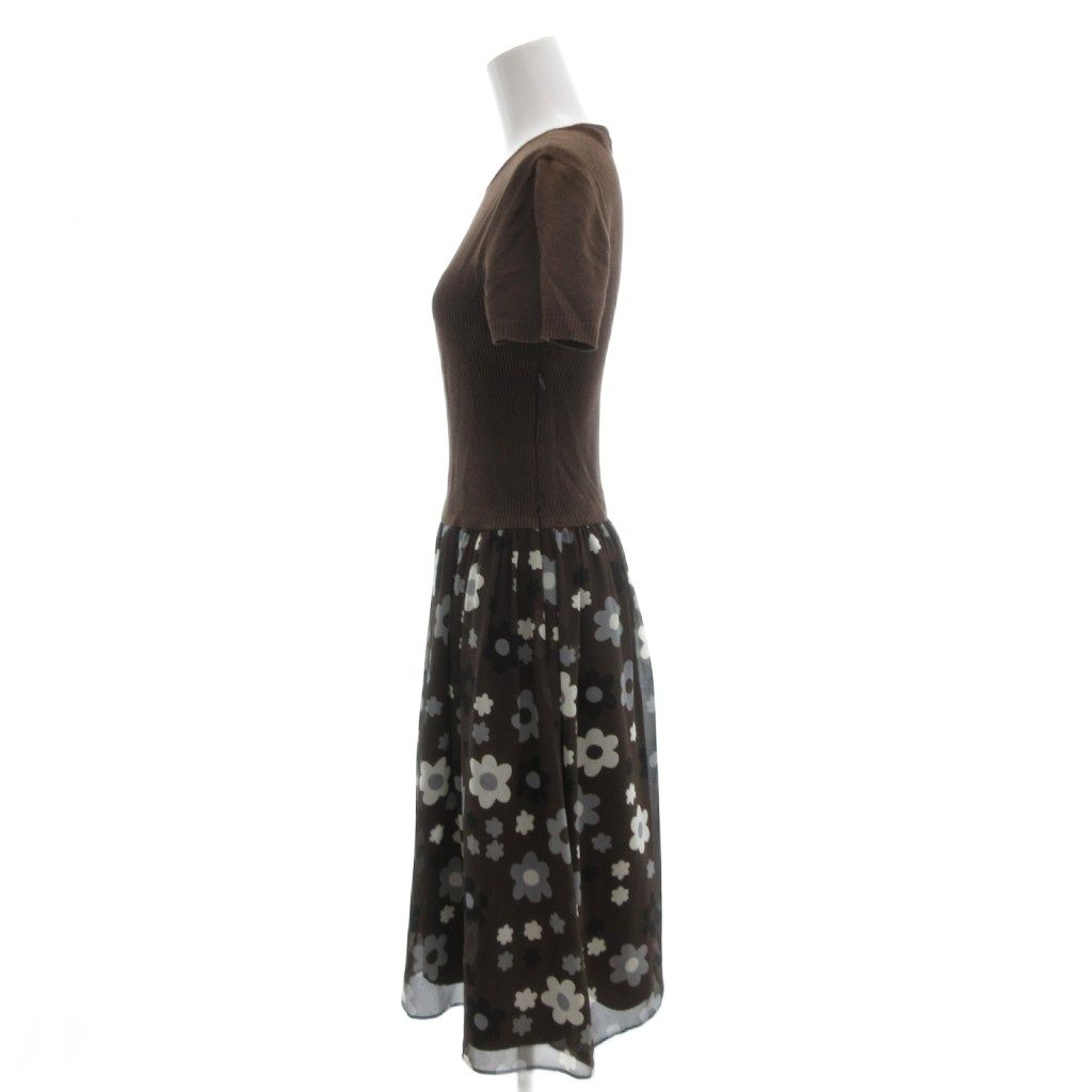 エムズグレイシー M'S GRACY ドッキングワンピース 半袖 ひざ丈 花柄