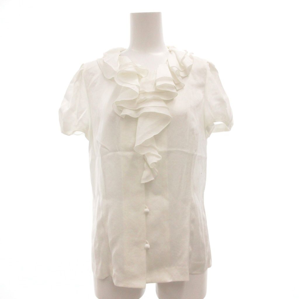 エムズグレイシー M'S GRACY ブラウス 40 白 ホワイト フリルネック