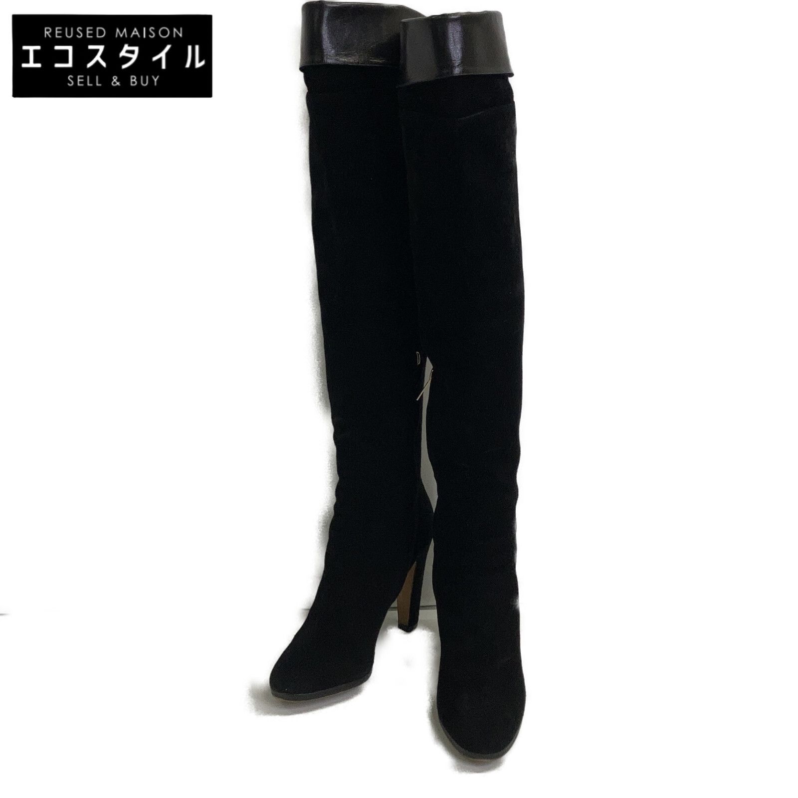 JIMMY CHOO ジミーチュウ スエードxスムースレザー ニーハイブーツ 37