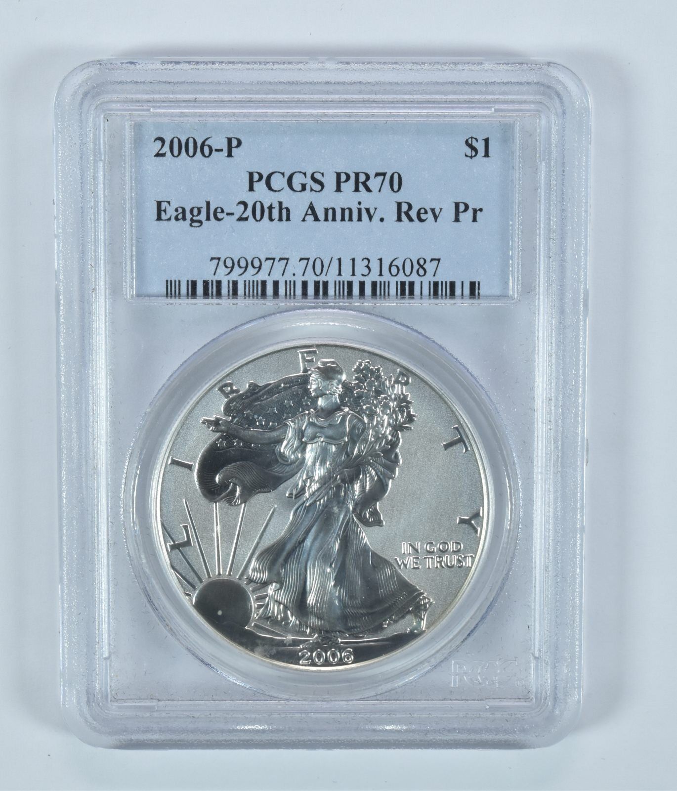 2006-P アメリカン シルバー イーグル 20周年記念 リバース PR70 PCGS