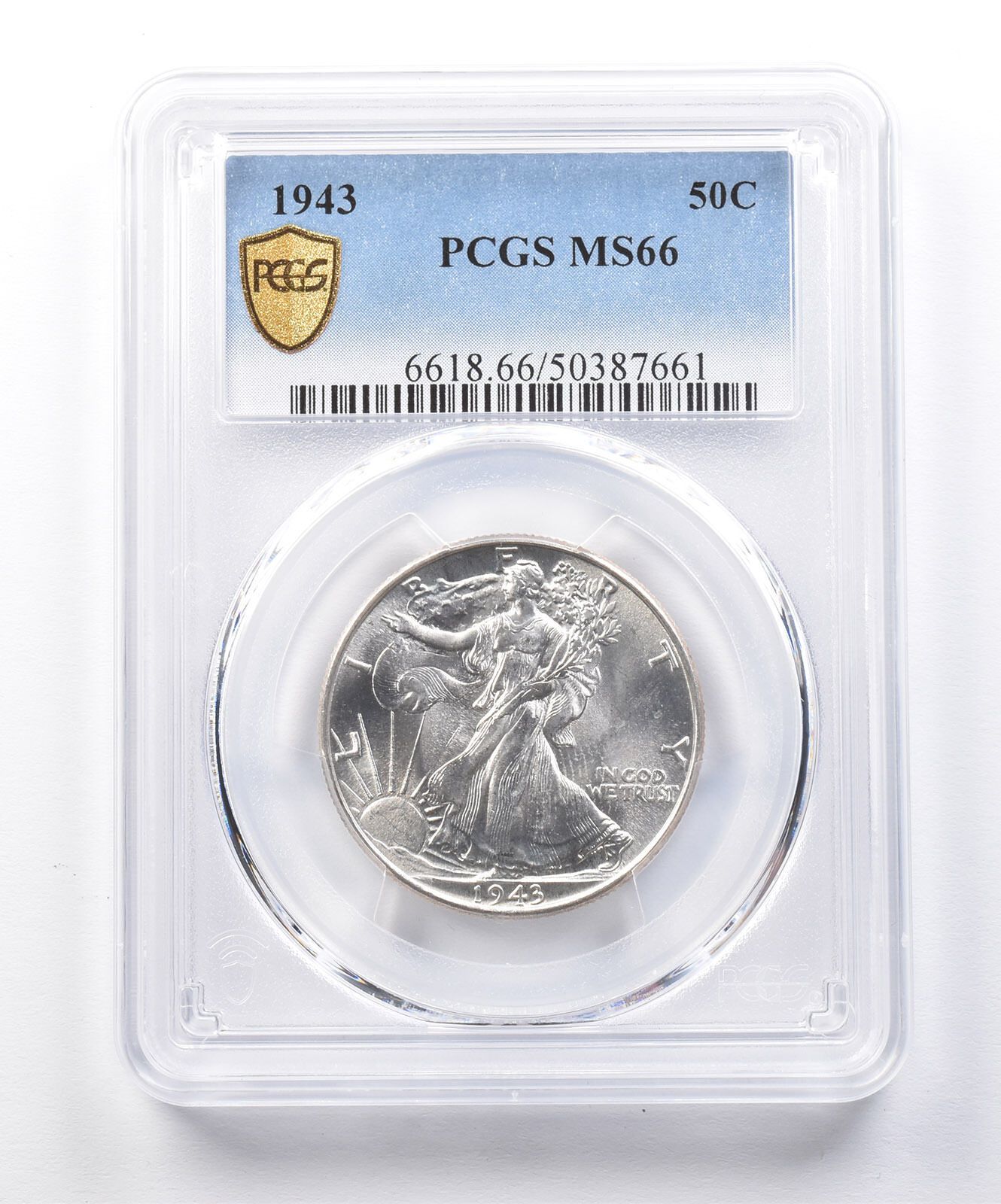 1943年 P ウォーキングリバティ　極美 1943年ウォーキング・リバティ・ハーフダラー MS66 PCGS *3910 - メルカリ