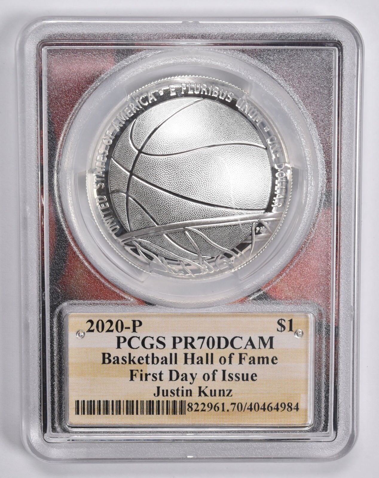 PR70 2020-P JTIN KUNZ 直筆サイン入り バスケットボール HOF 記念ドル