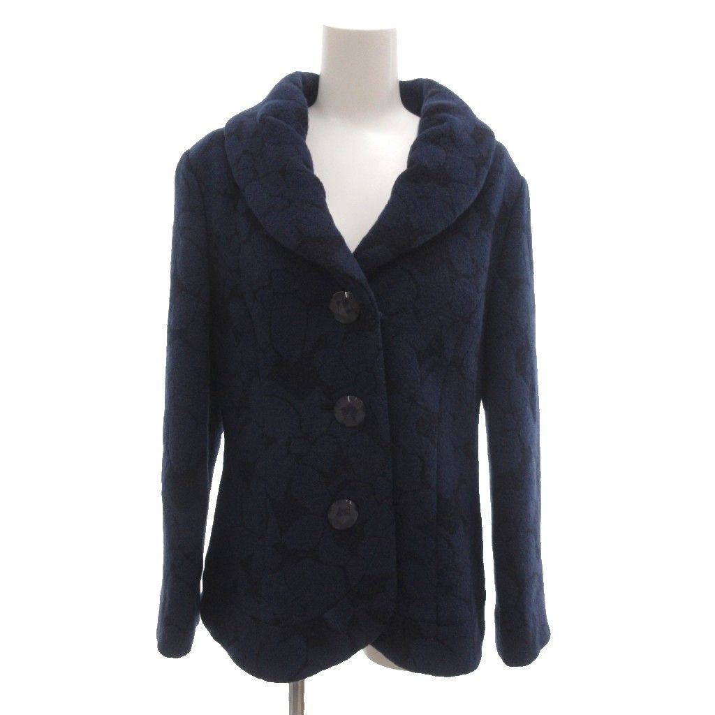 ピエールカルダン Pierre Cardin ジャケット ウール M 紺 ネイビー 花