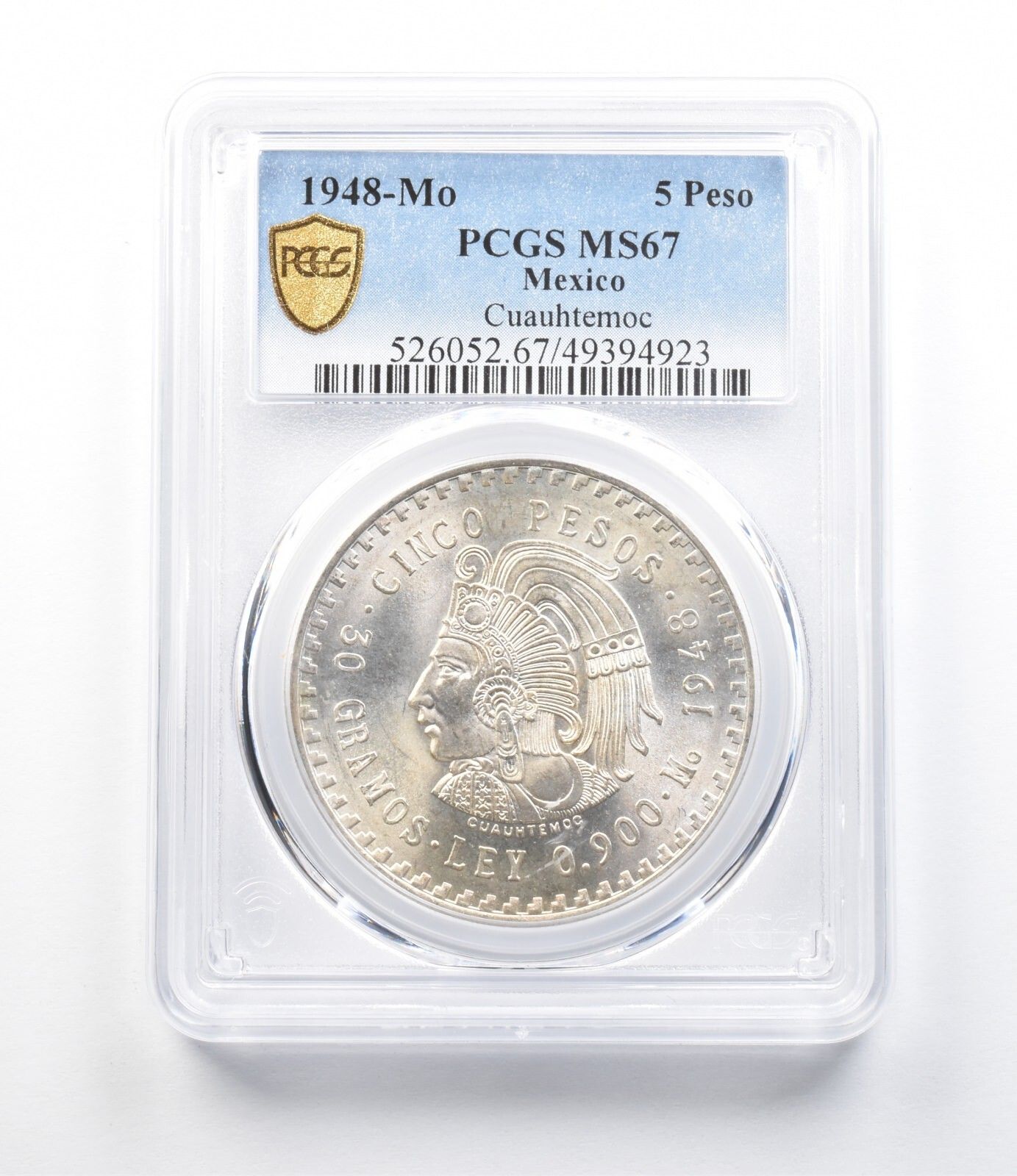 1948 Mo メキシコ 5 ペソ クアウテモック MS67 PCGS *4260 - メルカリ