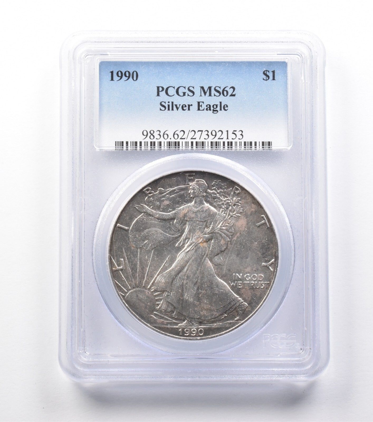 1990年 アメリカン シルバー イーグル MS62 PCGS ローボール *9959