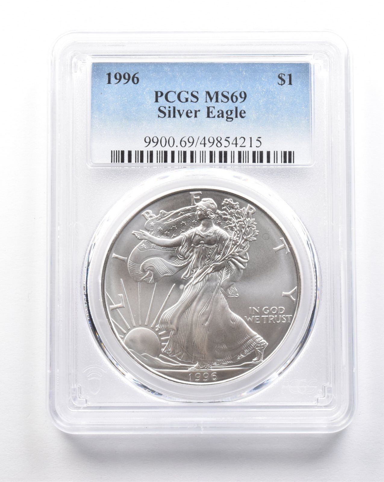 1996年 アメリカン シルバー イーグル MS69 PCGS ストラックスルー