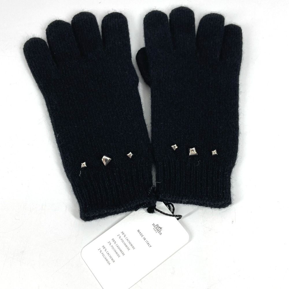 HERMES エルメス 手袋 スタッズ メドール カシミヤ ブラック - メルカリ