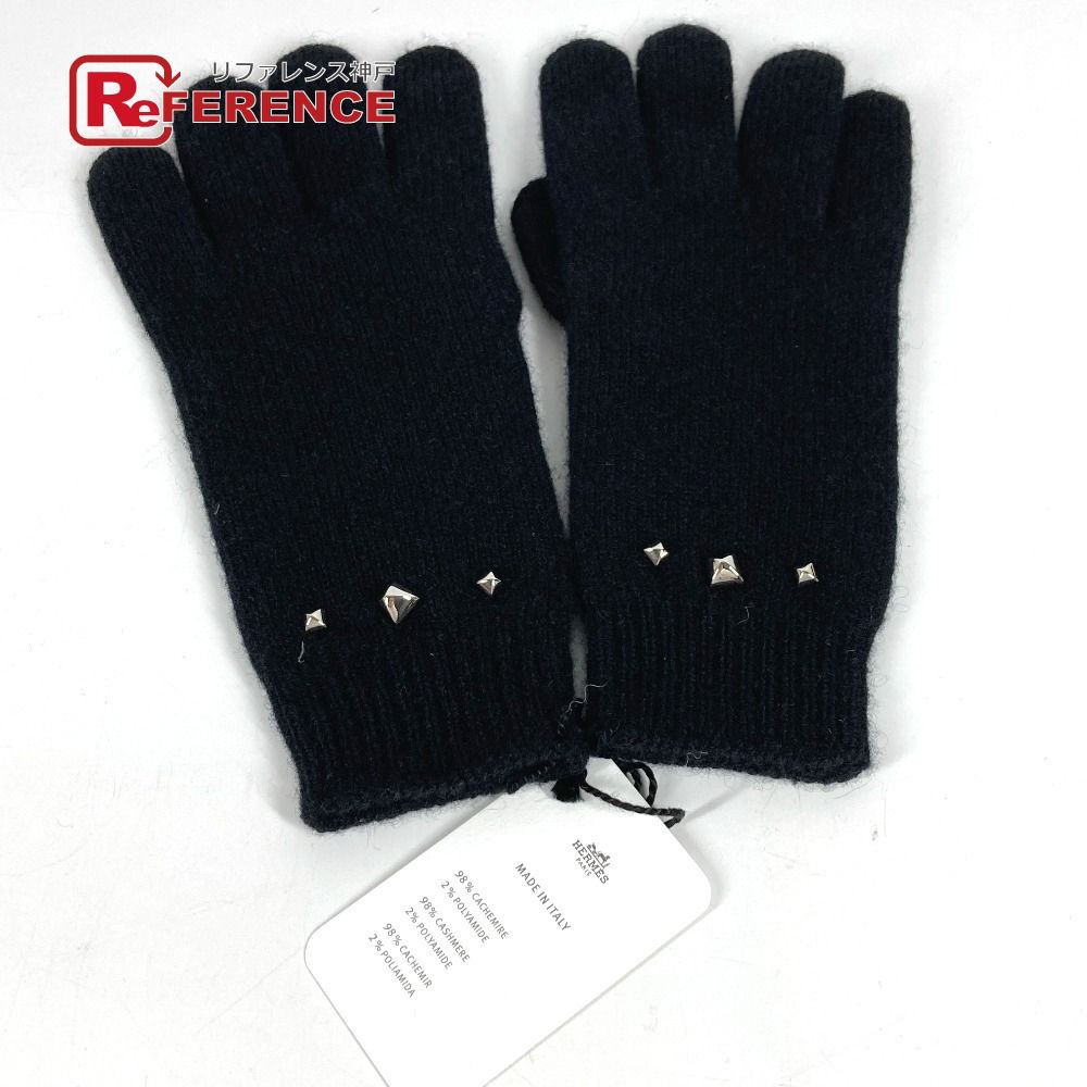 HERMES エルメス 手袋 スタッズ メドール カシミヤ ブラック - メルカリ