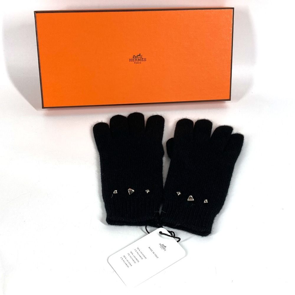 HERMES エルメス 手袋 スタッズ メドール カシミヤ ブラック - メルカリ