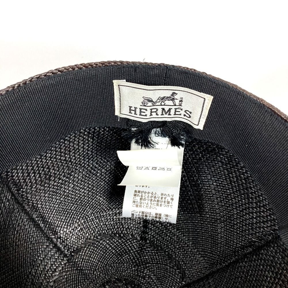 HERMES エルメス キャップ セリエ ロゴ ストロー ブラック - メルカリ