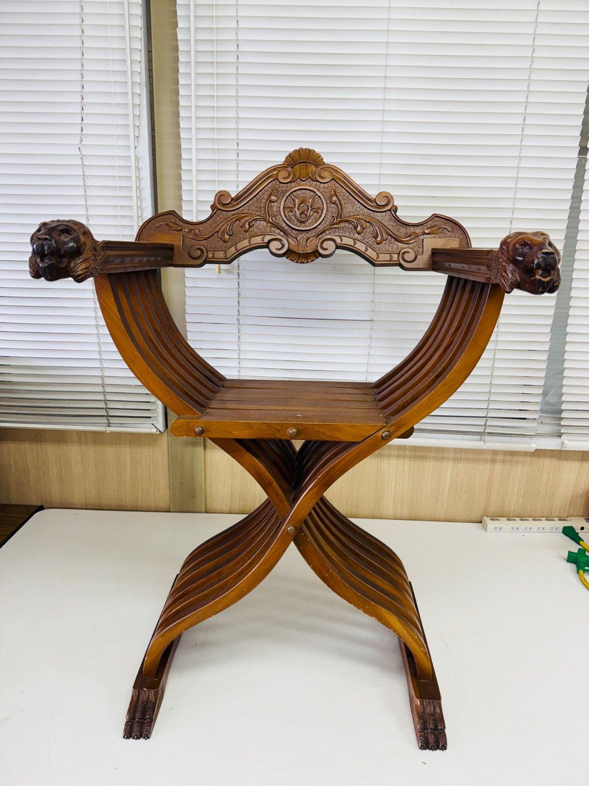 ♡イタリア製　サヴォナローラチェアー 木製折り椅子♡ Savonarola chair イタリア製 サヴォナローラチェア 折り畳み椅子 木製