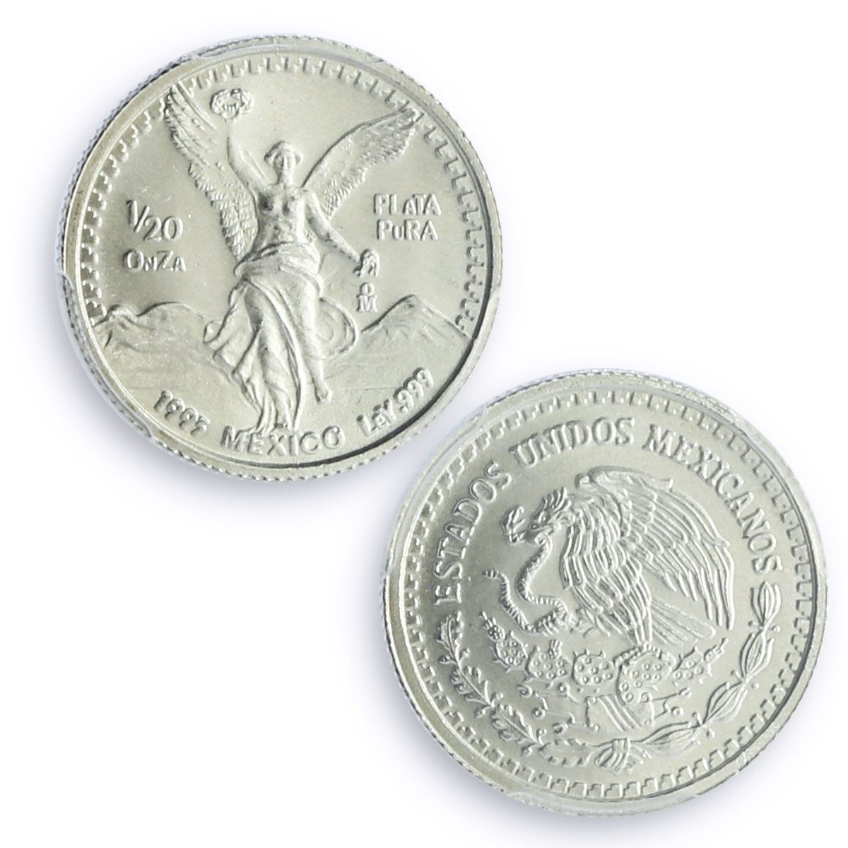 メキシコ 1/20 オンザ・リベルタッド 独立の天使 MS67 PCGS 銀貨 1993