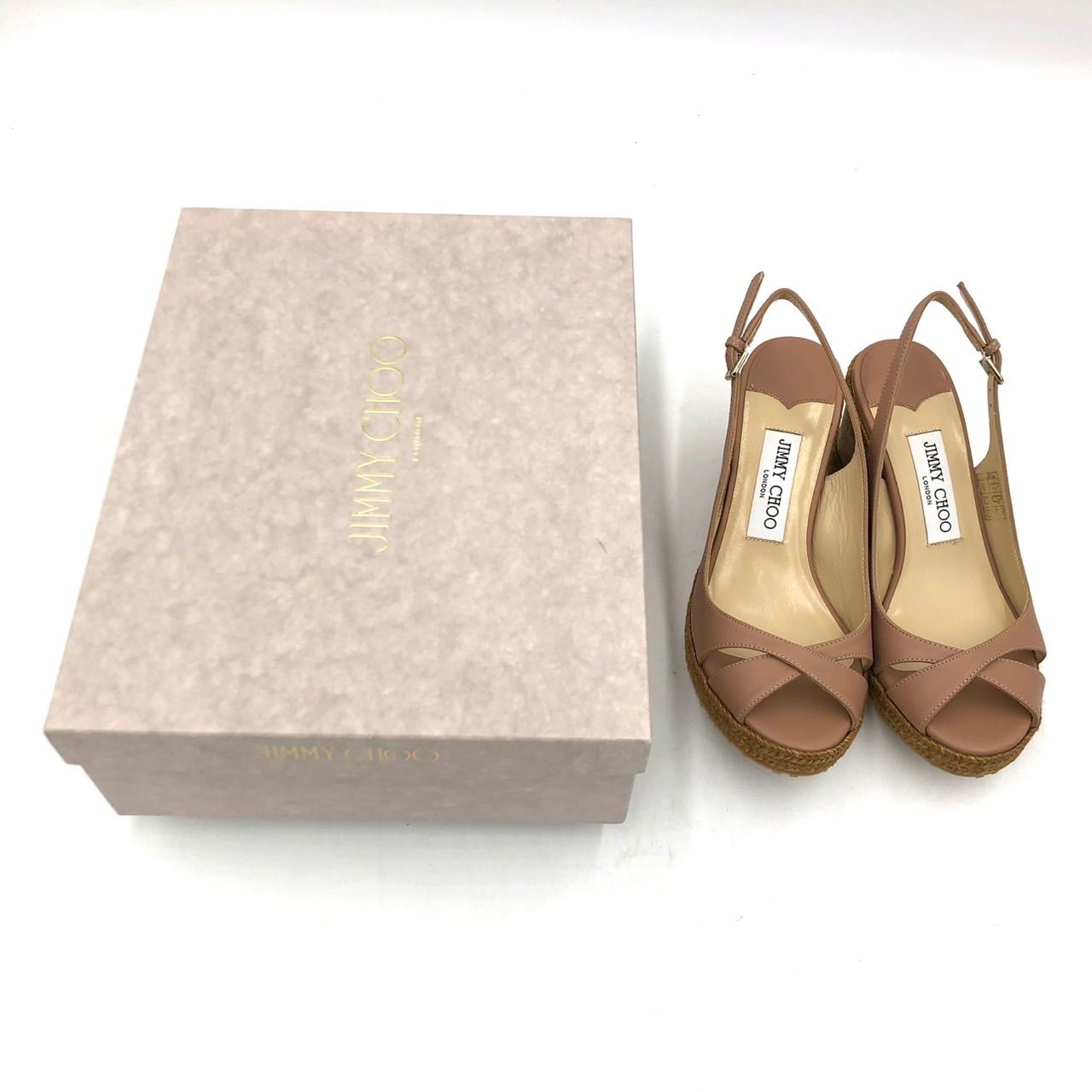 新品未使用 箱付】ジミーチュウ ウェッジサンダル 35 22cm ベージュ