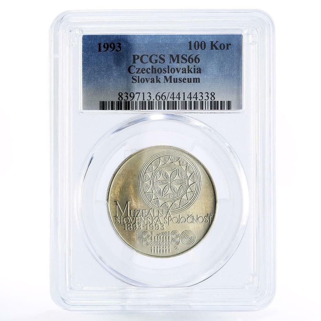 チェコスロバキア 100コルナ スロバキア気象学協会 MS66 PCGS 銀貨