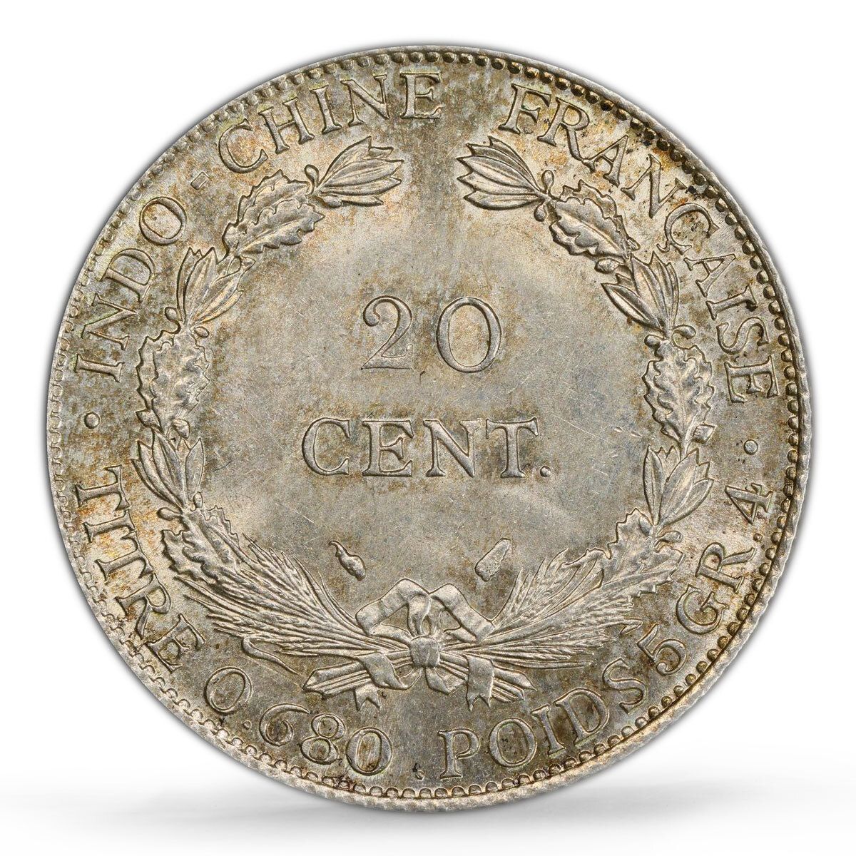 フランス フランス領インドシナ 20セント 自由の女神像 KM-17.2 MS64